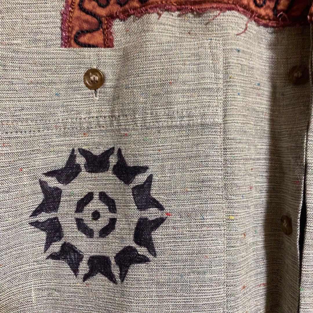 古着通販】80-90s スラブネップ リメイク刺繍グァテマラシャツカスタム