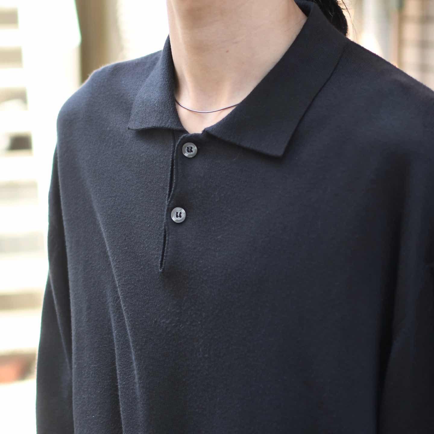 古着通販】古着 イタリア製 レーヨン ニットポロ ブラック 黒 プル