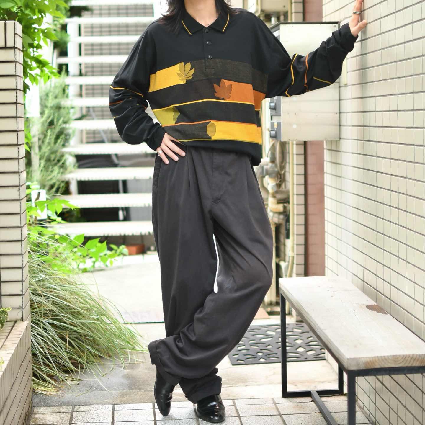 古着通販】古着 フェード レーヨン混 スラックス ワイドパンツ タック