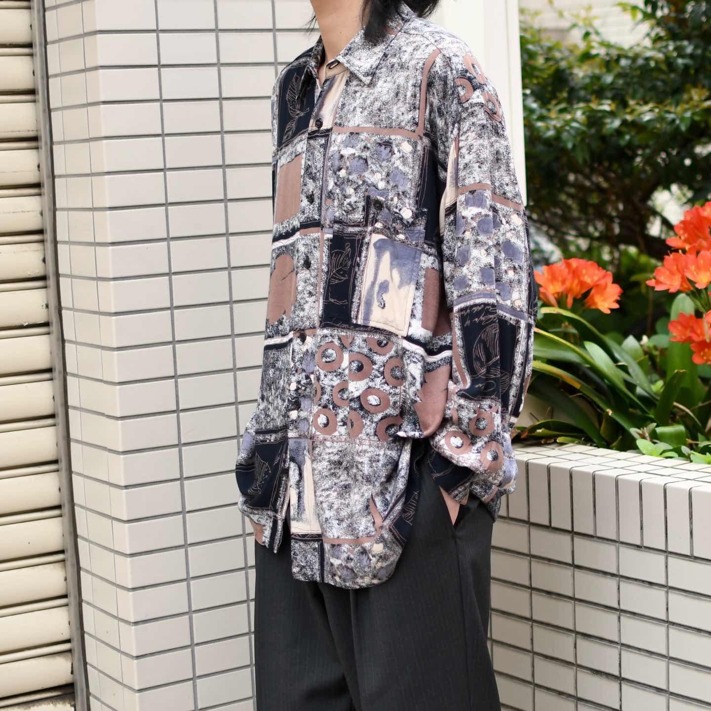 古着 アート レーヨンシャツ 柄シャツ 総柄シャツ ドレープ感◎ シャツ 古着通販】古着 アート レーヨンシャツ 柄シャツ 総柄シャツ ドレープ