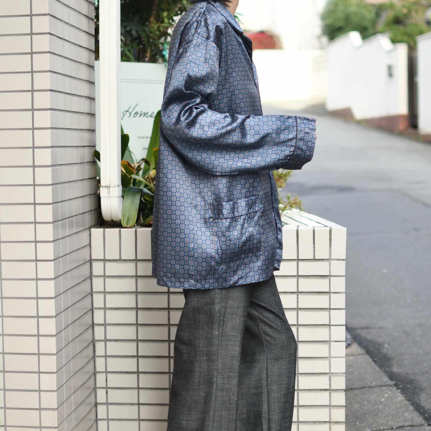 古着通販】古着 ユーロ サテン パジャマシャツ 総柄シャツ 柄シャツ