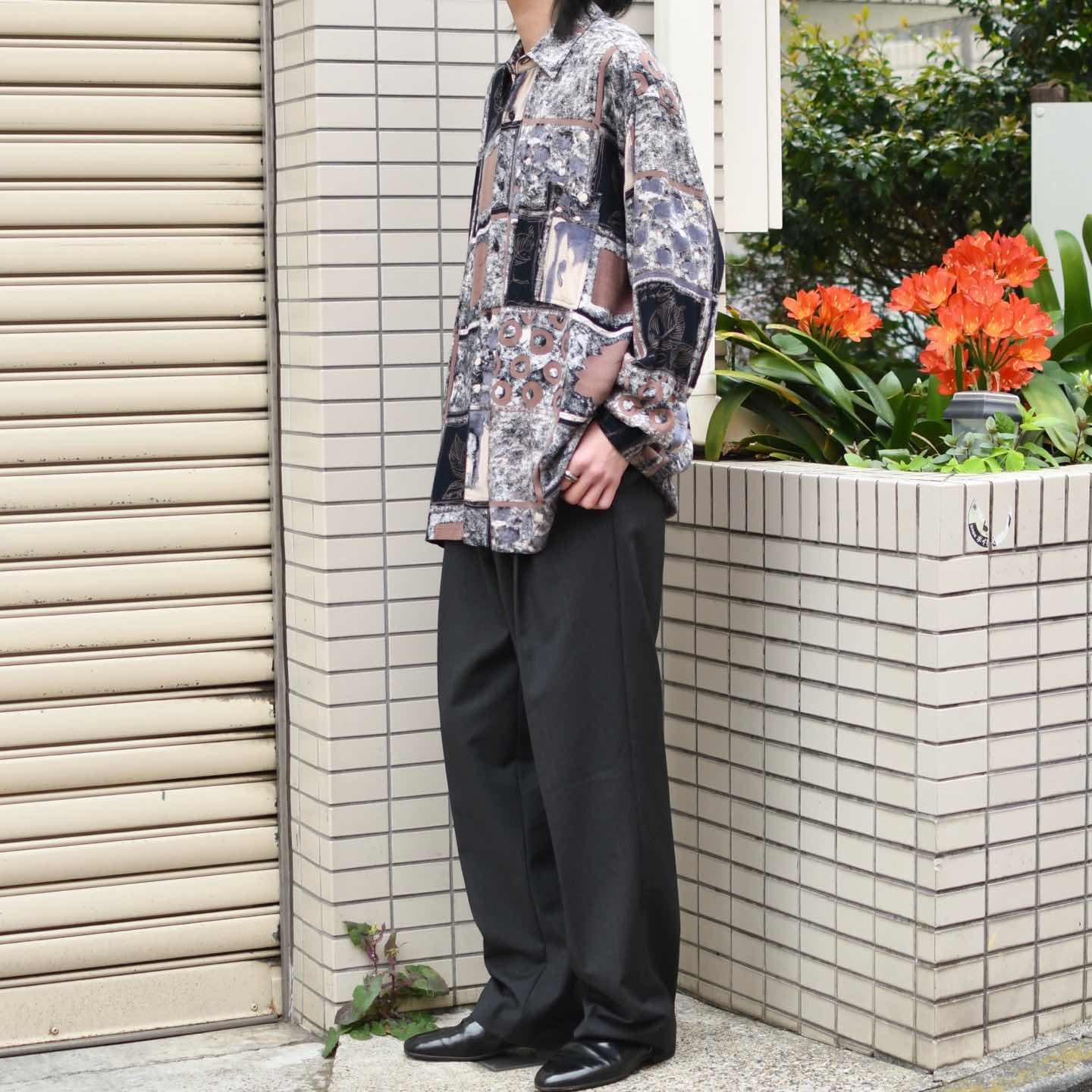 古着通販】古着 アート レーヨンシャツ 柄シャツ 総柄シャツ ドレープ
