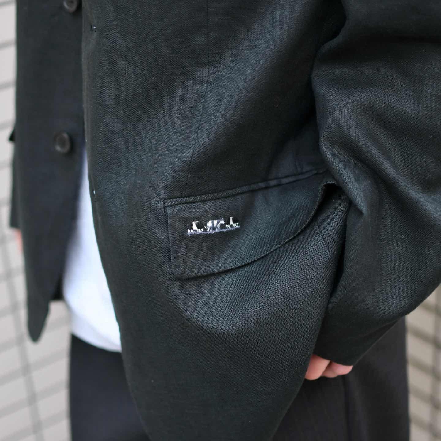 古着通販】古着 牛 刺繍 リネン テーラードジャケット ジャケット
