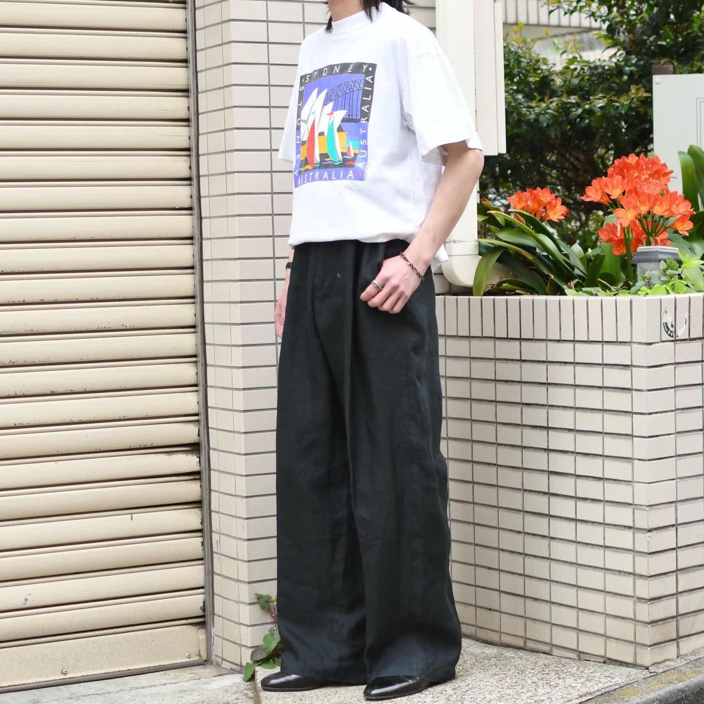 古着通販】古着 スペシャル リネン ブラック ワイドパンツ スラックス 古着通販】古着 スペシャル リネン ブラック ワイドパンツ スラックス