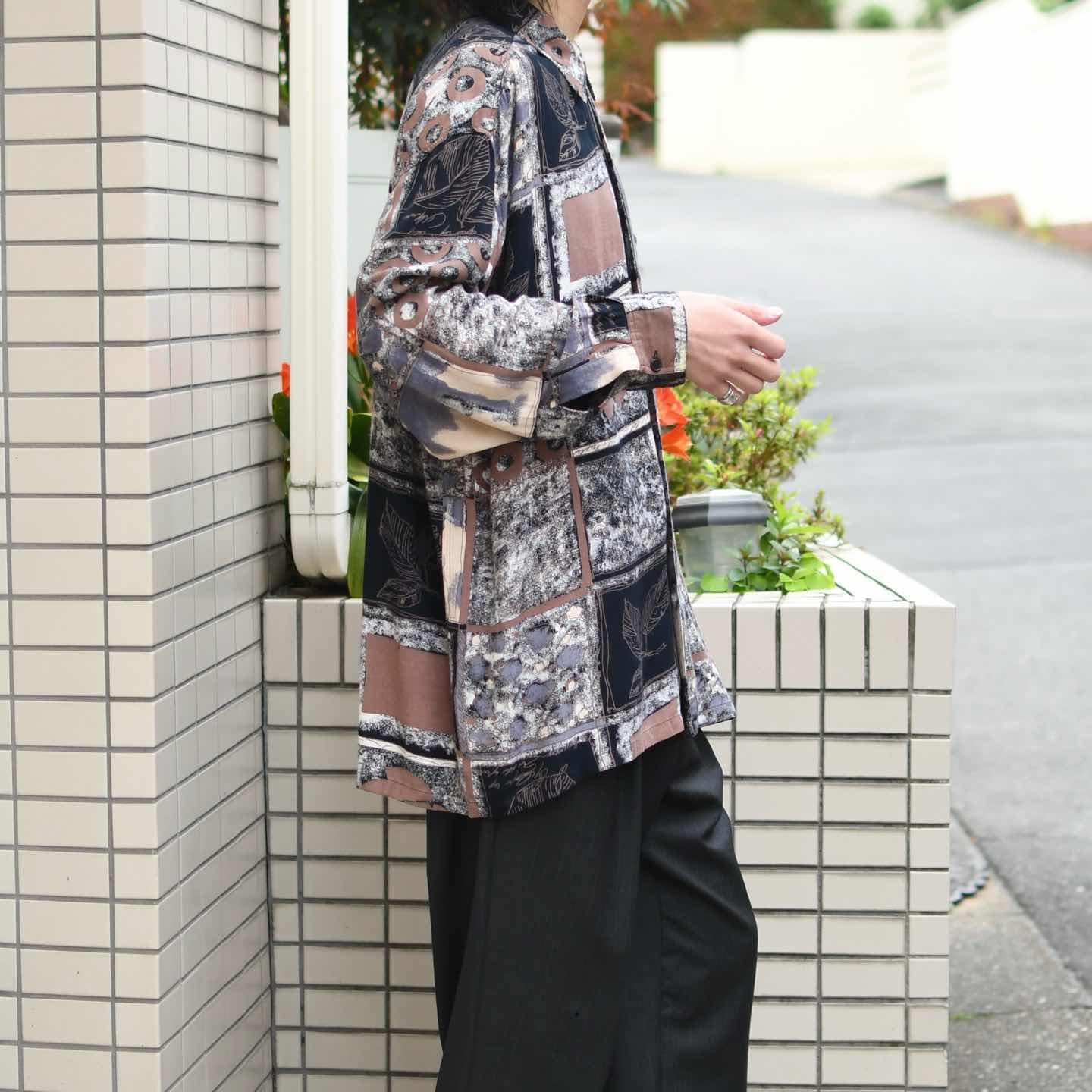 古着通販】古着 アート レーヨンシャツ 柄シャツ 総柄シャツ ドレープ