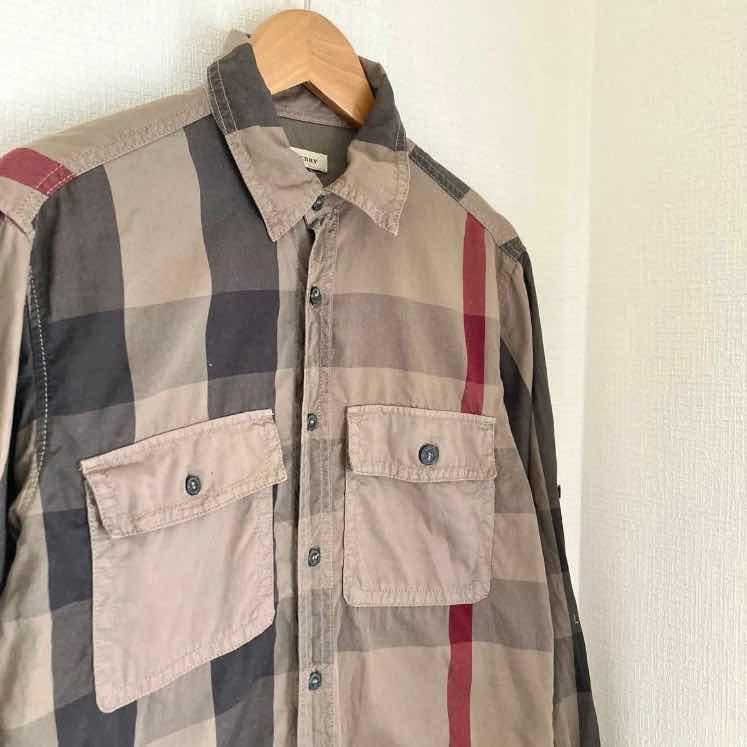 Burberry バーバリー ノバチェックシャツ 半袖 メンズM ベージュ