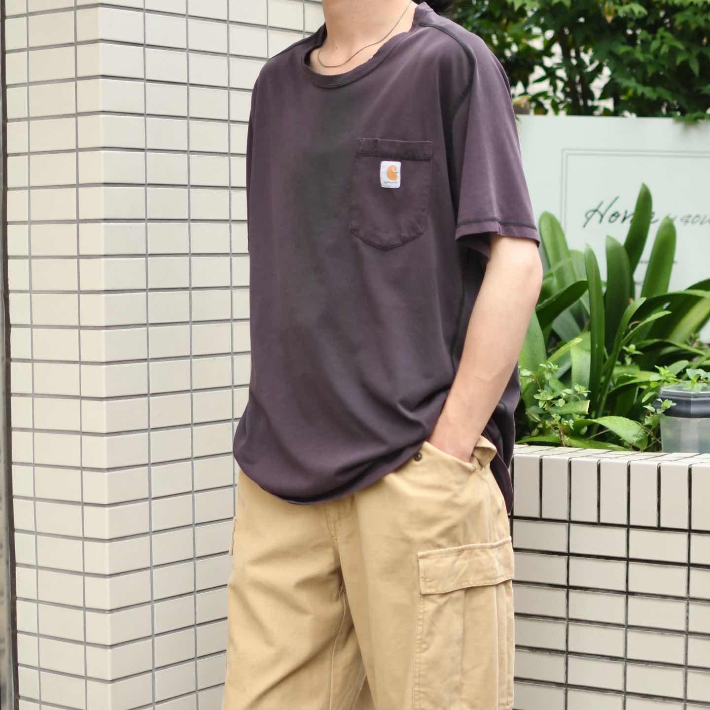 古着通販】古着 Carhartt force フェード 茄子紺 ポケットTシャツ T