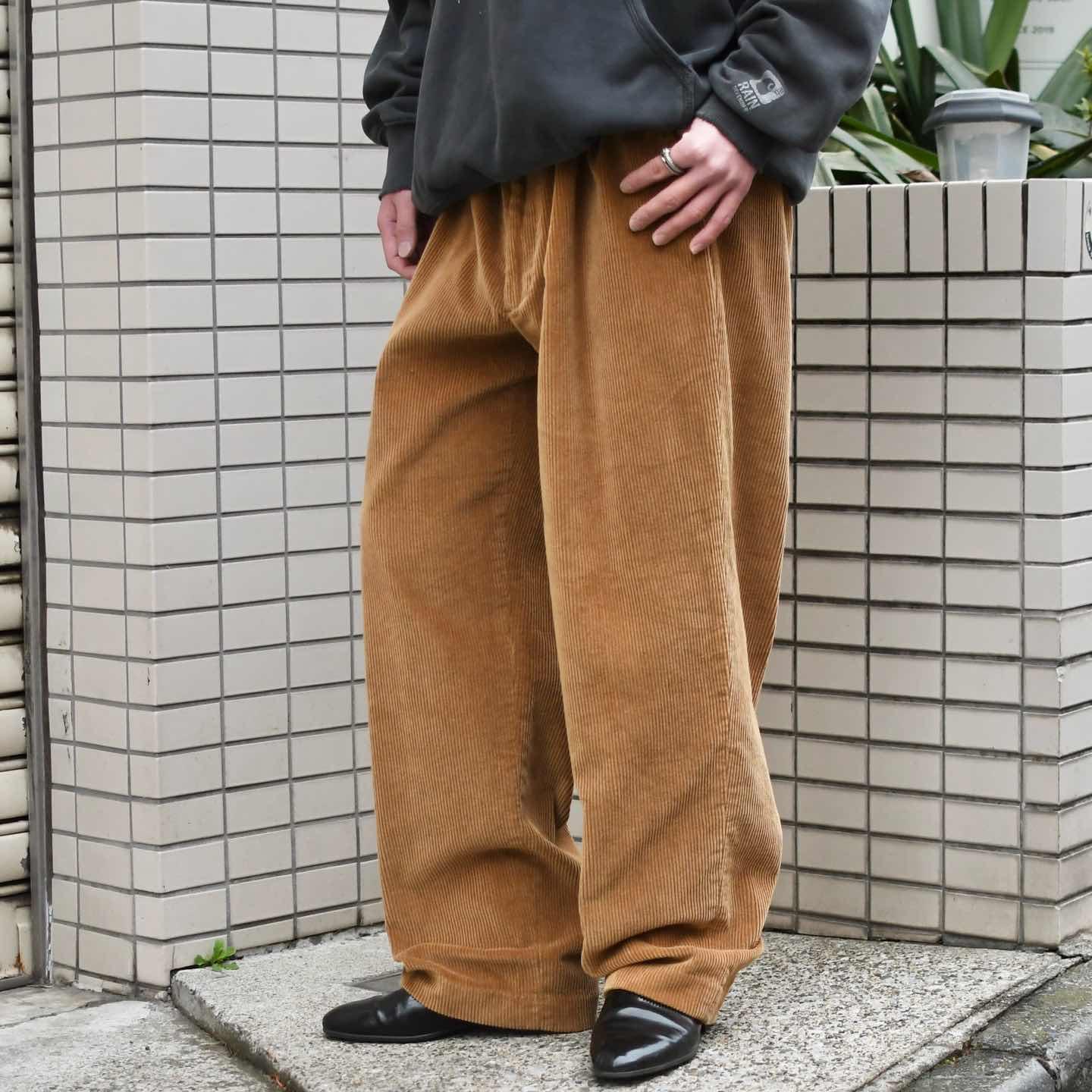 ブランド古着！日本製 FULLCOUNT リアルダイ デザインコーデュロイパンツ 古着通販】古着 ORVIS レザー 切り替え コーデュロイパンツ ワイド