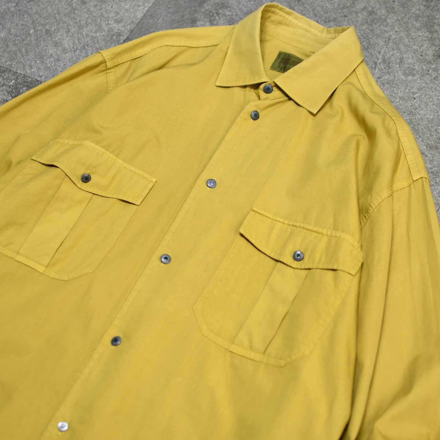 古着通販】古着 ダブルポケット デザインシャツ マスタード 長袖シャツ