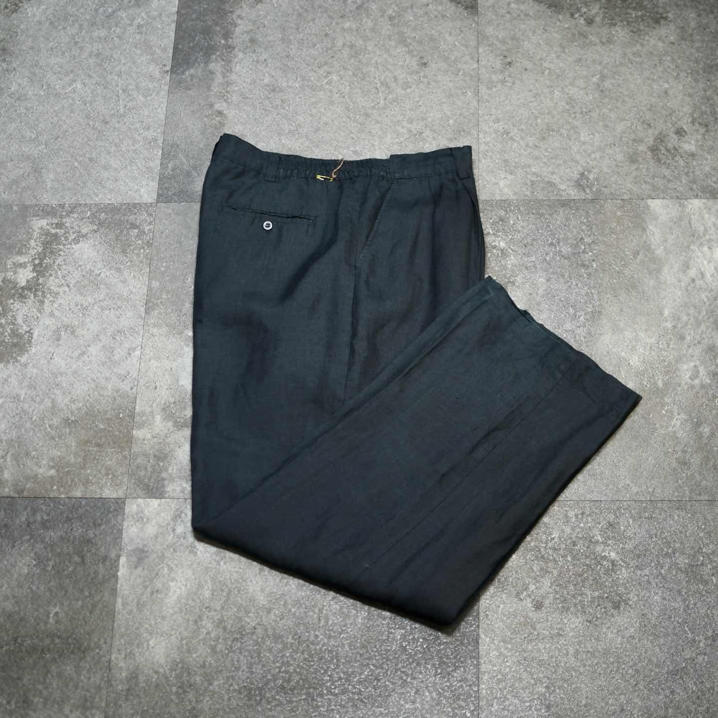 古着通販】古着 スペシャル リネン ブラック ワイドパンツ スラックス