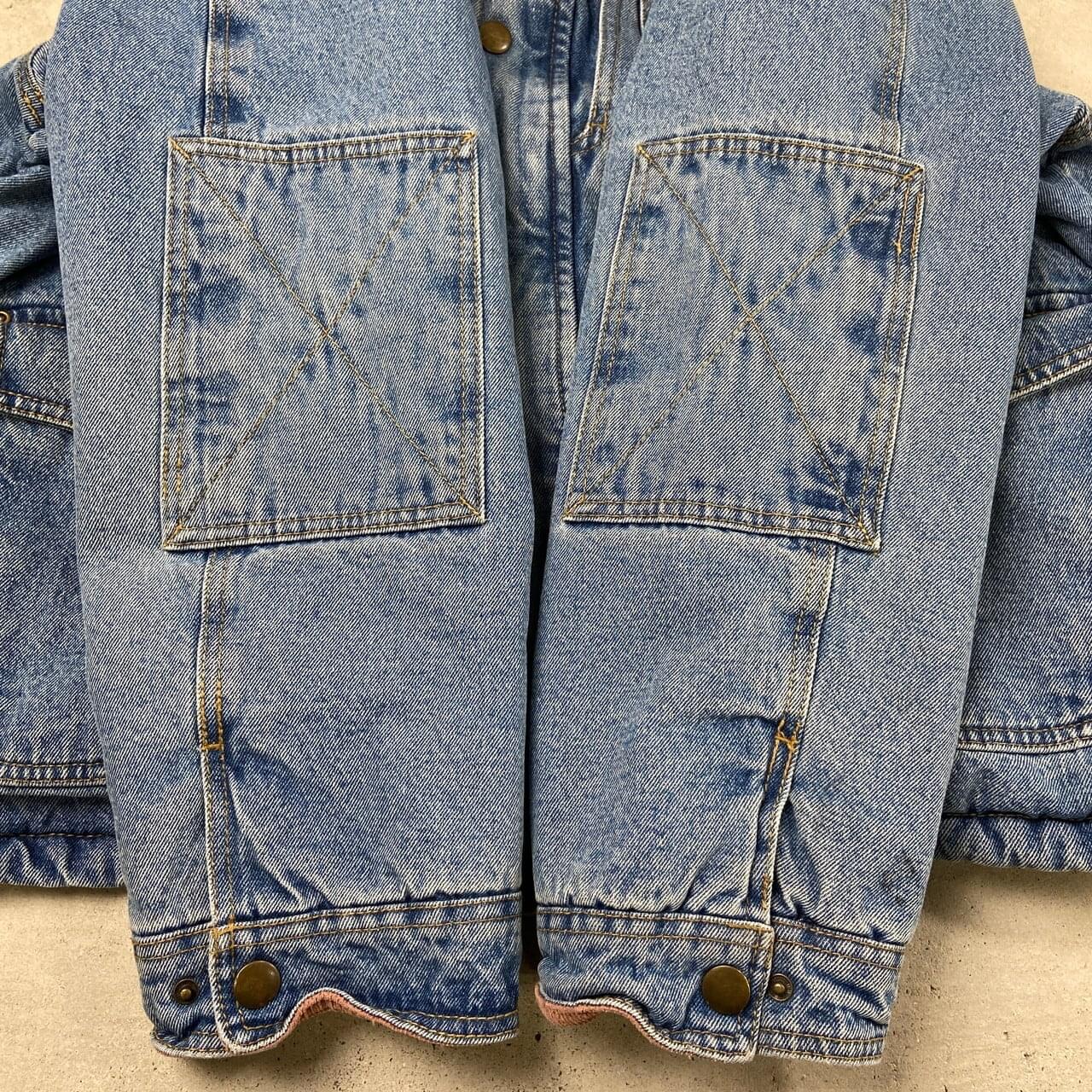 80-90's Wrangler 襟コーデュロイ ブラックデニムカバーオール L 00年代 Wrangler ラングラー デニムボアジャケット デニムカバーオール