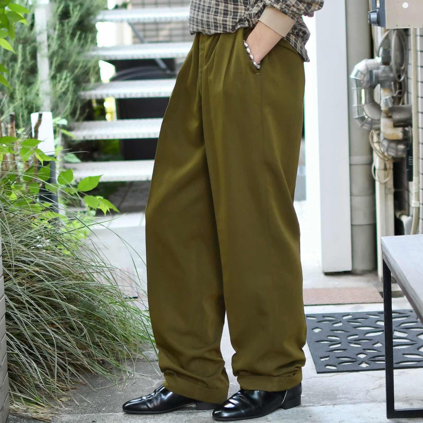 古着通販】古着 レーヨン混 スラックス タックパンツ ワイドパンツ