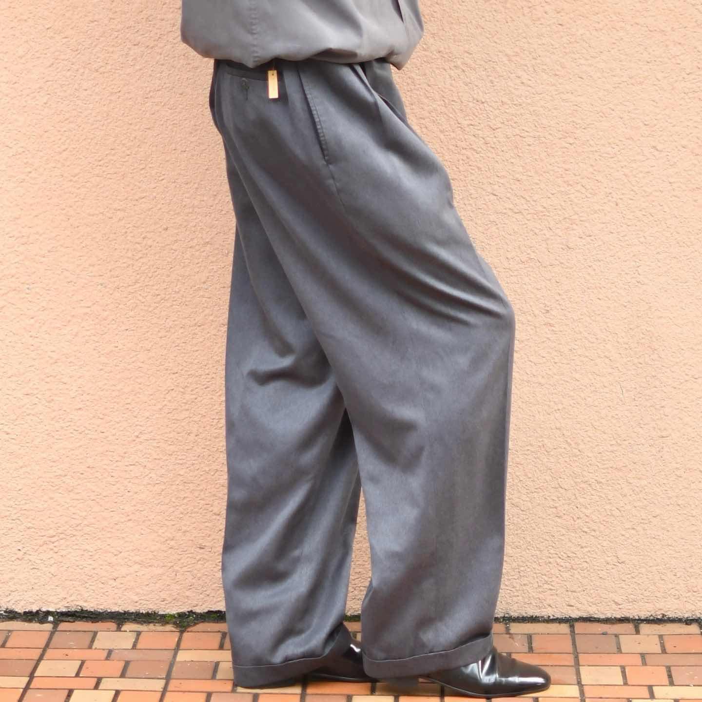 古着通販】古着 SAVANE 杢調 2タック スラックス タックパンツ ワイド