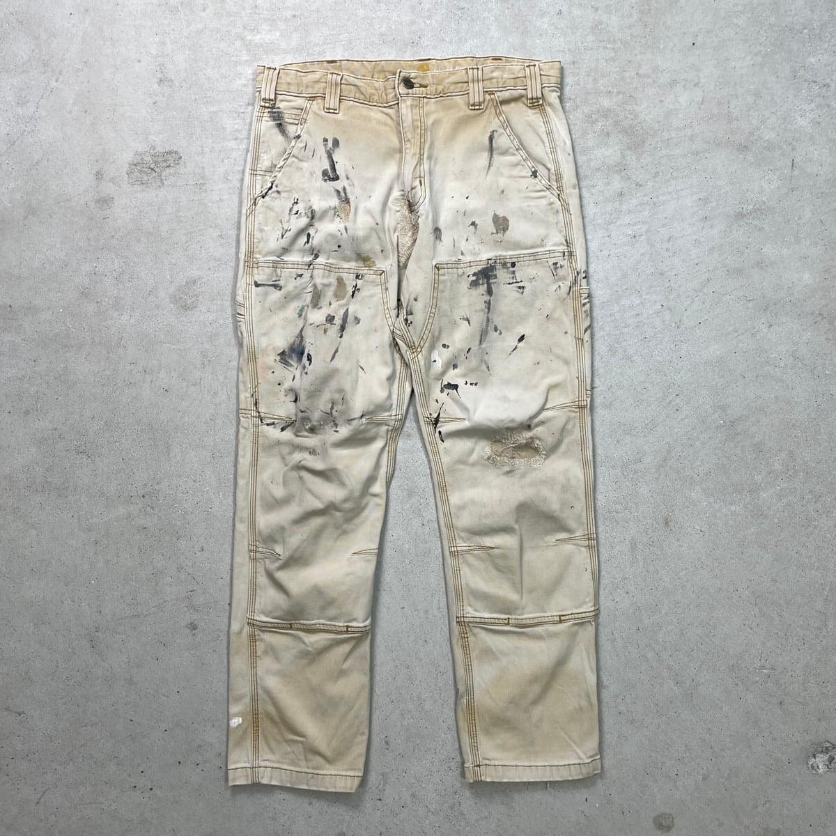 Carhartt カーハート ダブルニー ダック ワークパンツ 雰囲気系 メンズW36相当 古着 アメカジ RELAXED FIT フェードベージュ 古着通販】Carhartt カーハート ダブルニー ダック ワークパンツ