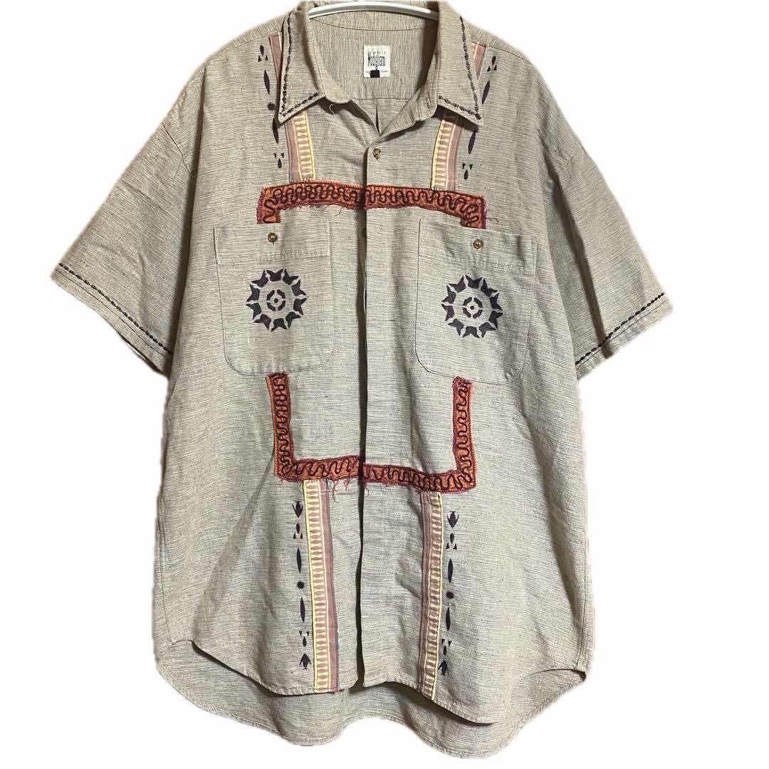 古着通販】80-90s スラブネップ リメイク刺繍グァテマラシャツカスタム