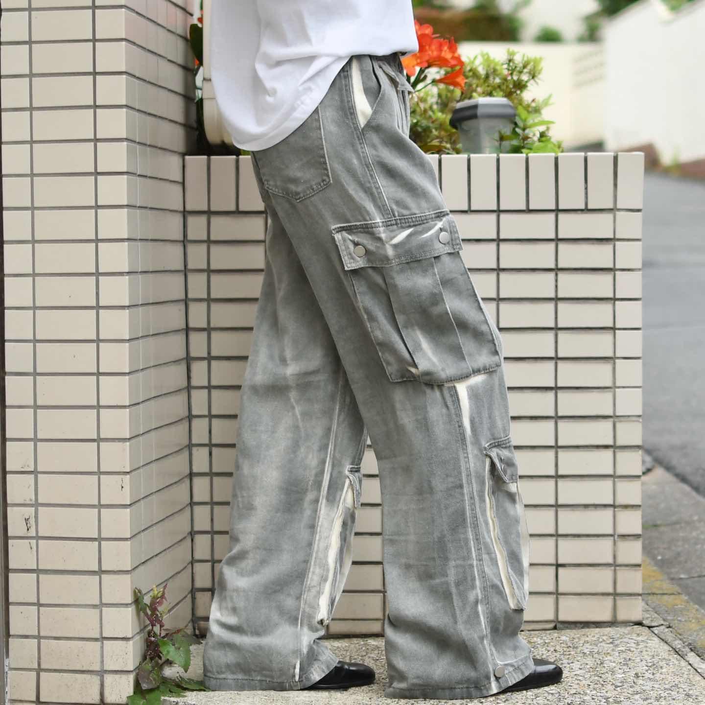 古着通販】古着 フェード デザイン ギミック パンツ ワイドパンツ