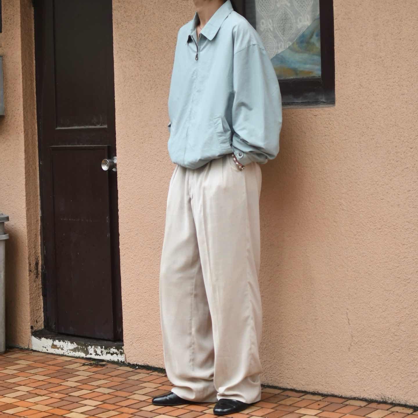 90s PRONTI ワイドバギースラックス　ストーングレー　レーヨン　古着 古着通販】古着 PRONTI 杢調 レーヨン混 ワイドパンツ スラックス