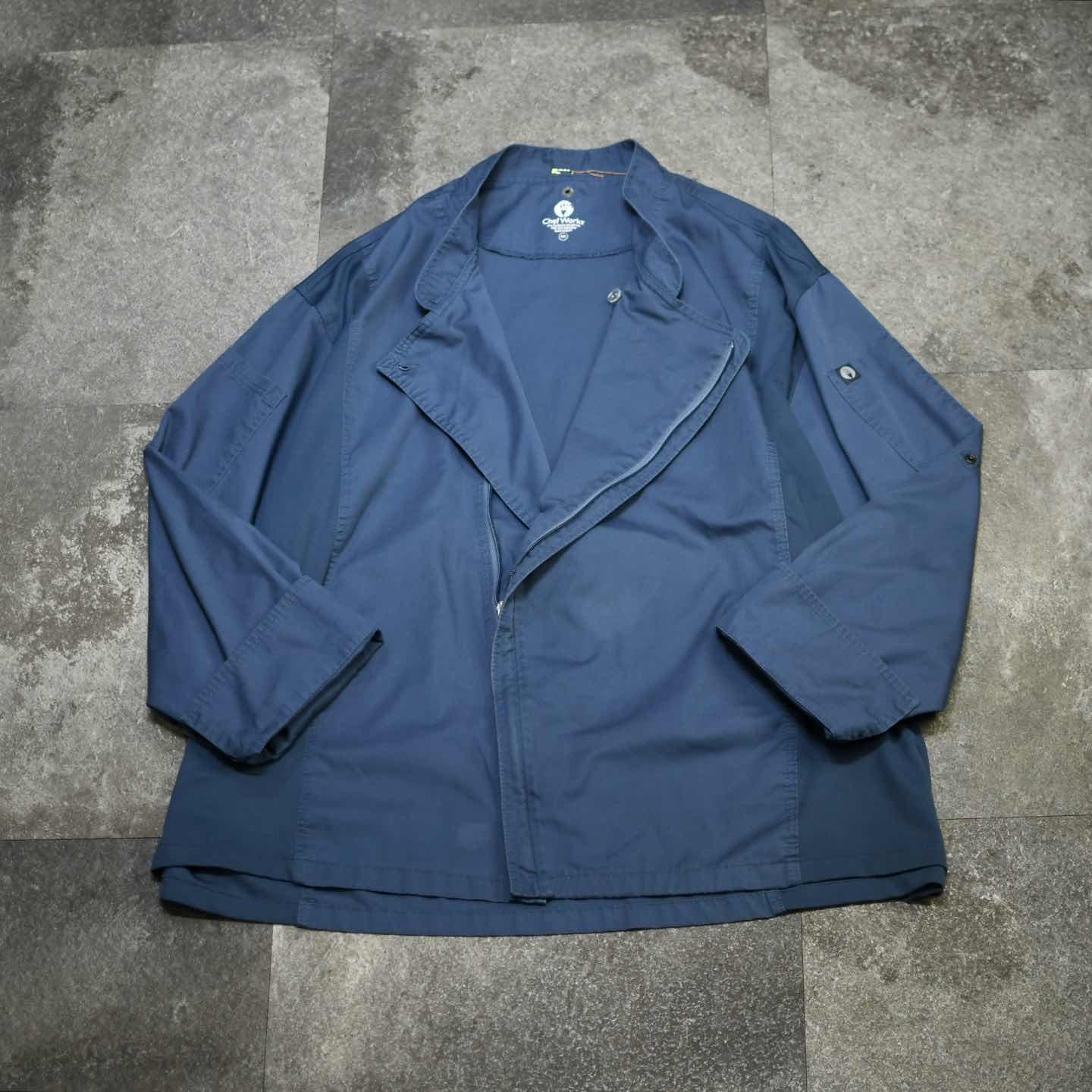 古着通販】古着 斜めジップ コックジャケット シェフジャケット