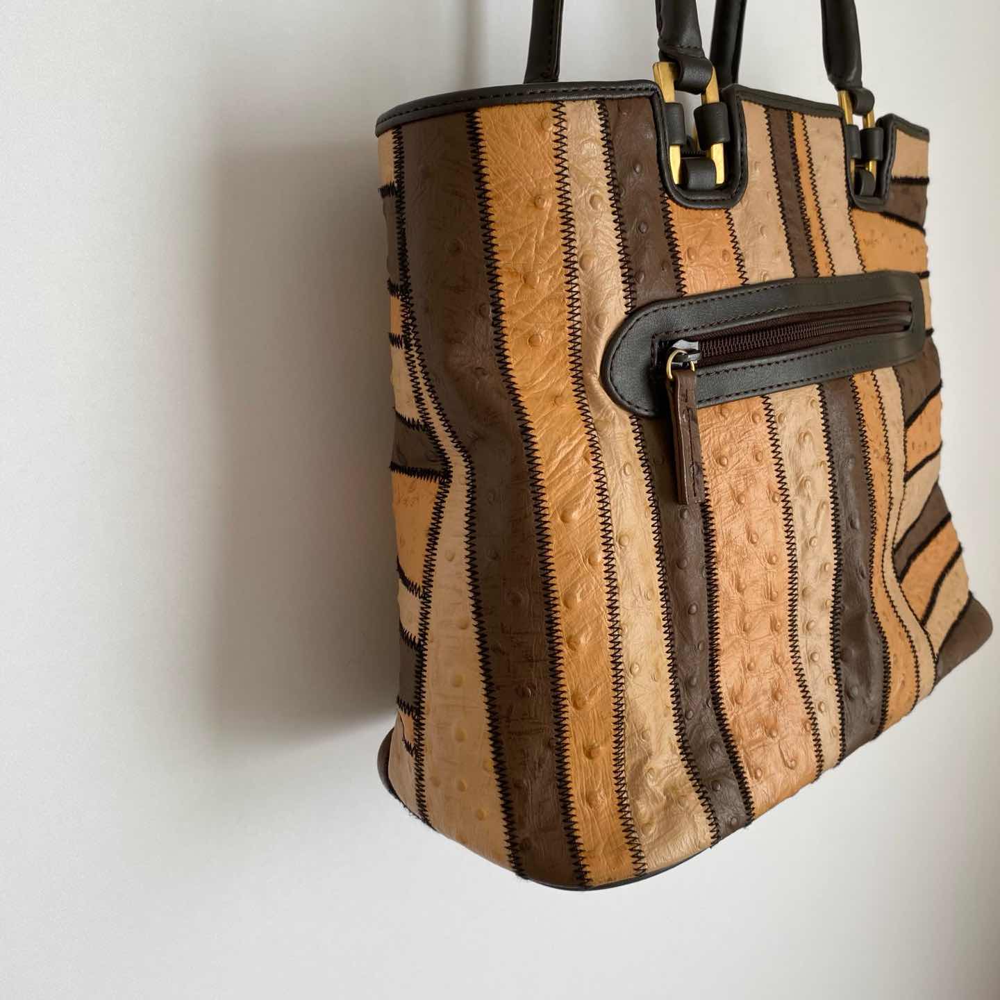 古着通販】Used retro leather patchwork design hand bag No