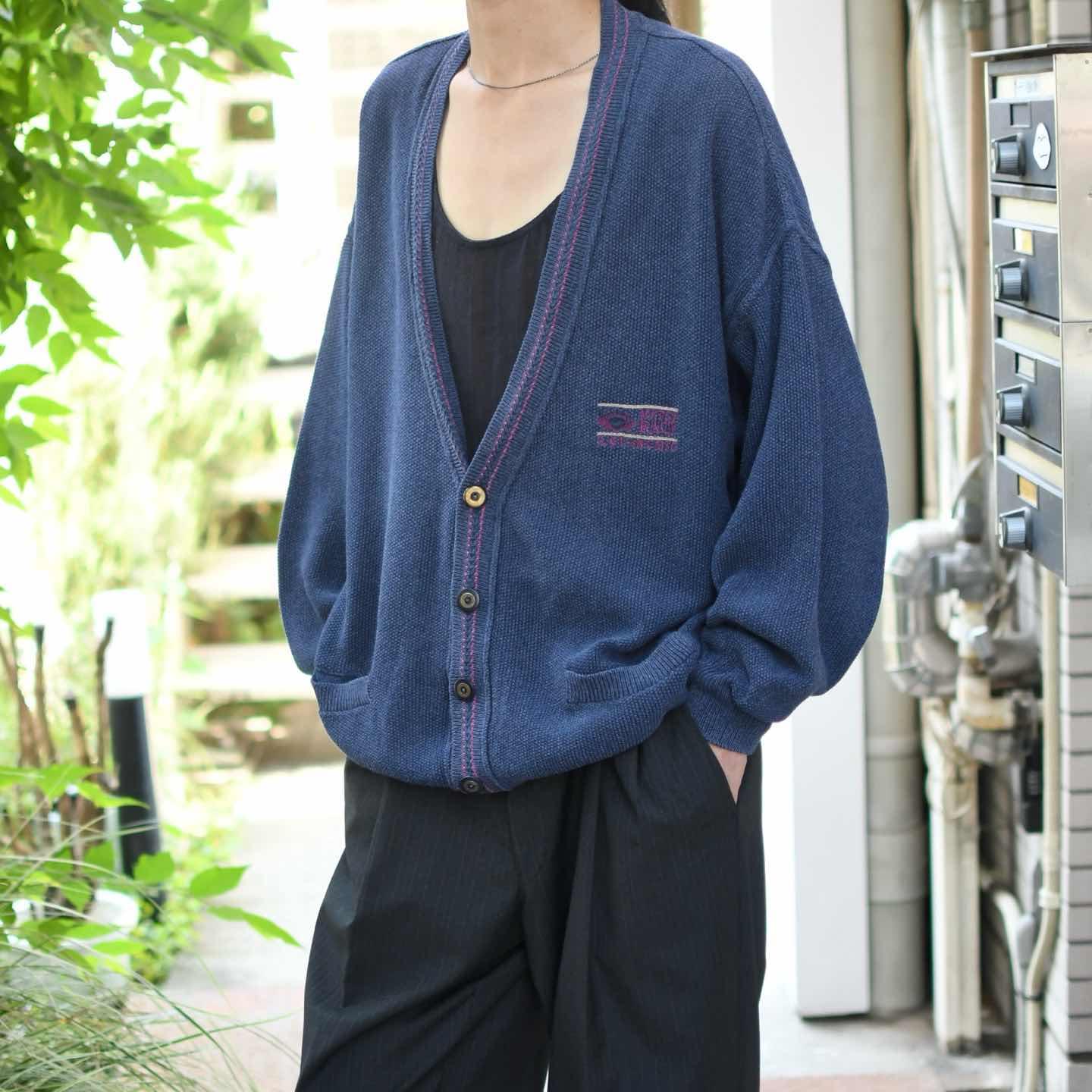 古着通販】古着 カニ 刺繍 デザイン カーディガン コットン セーター