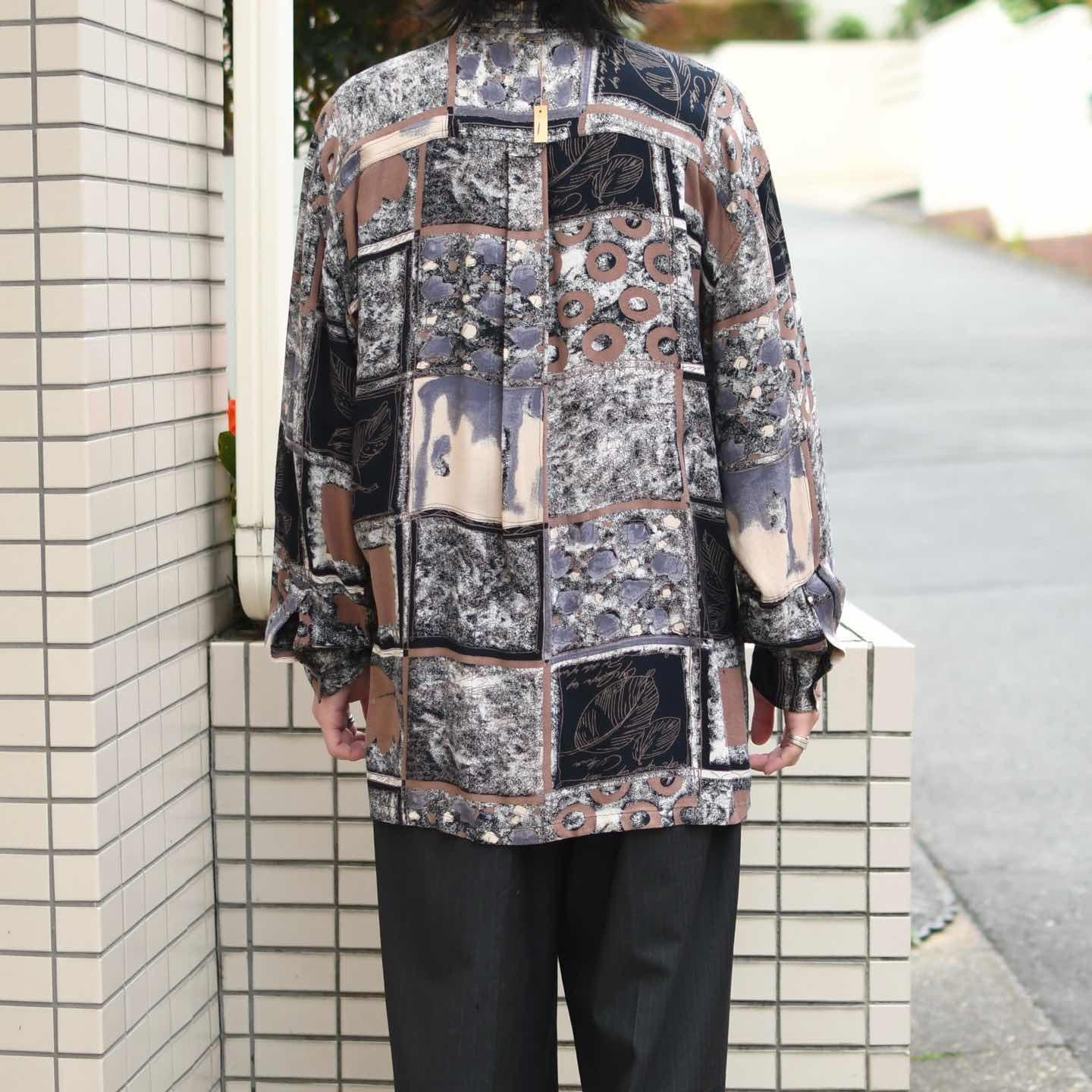 古着通販】古着 アート レーヨンシャツ 柄シャツ 総柄シャツ ドレープ