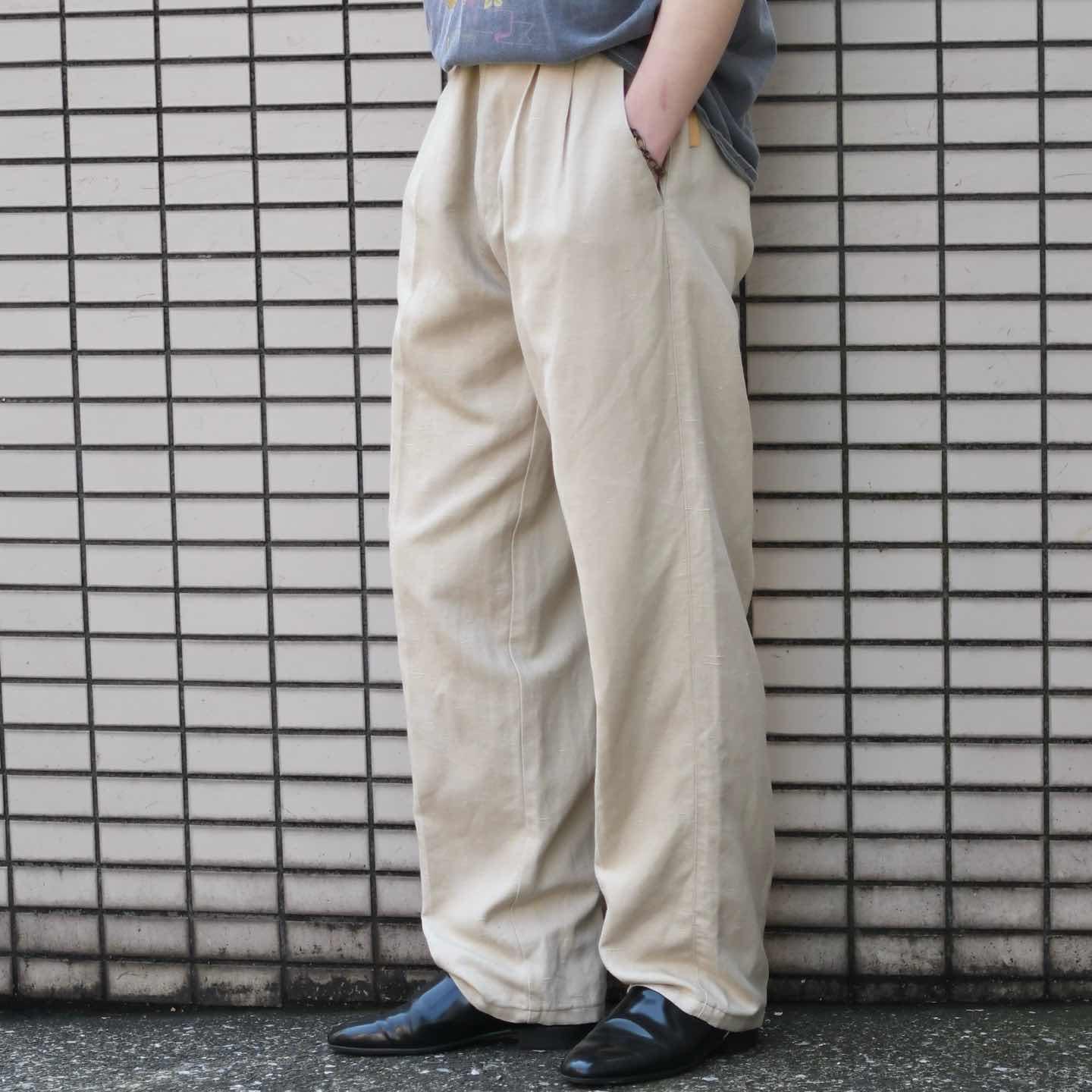 古着通販】古着 コットン リネン スラックス リネンパンツ タック