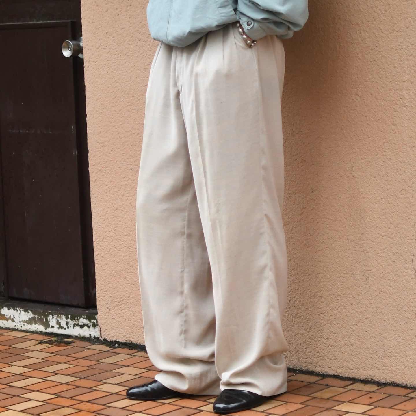 古着通販】古着 PRONTI 杢調 レーヨン混 ワイドパンツ スラックス