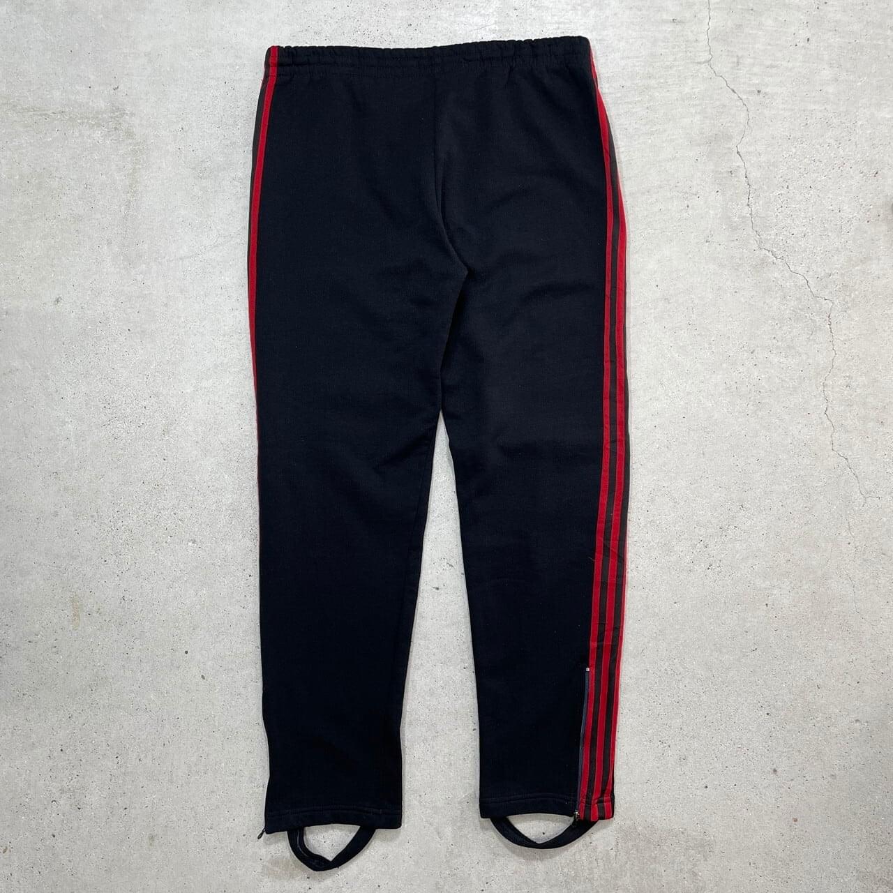 古着 adidas アディダス トラックパンツ 3ライン ブラック レッド 古着 adidas 3ライン 光沢 ジャージ トラック パンツ L 古着 - 古着