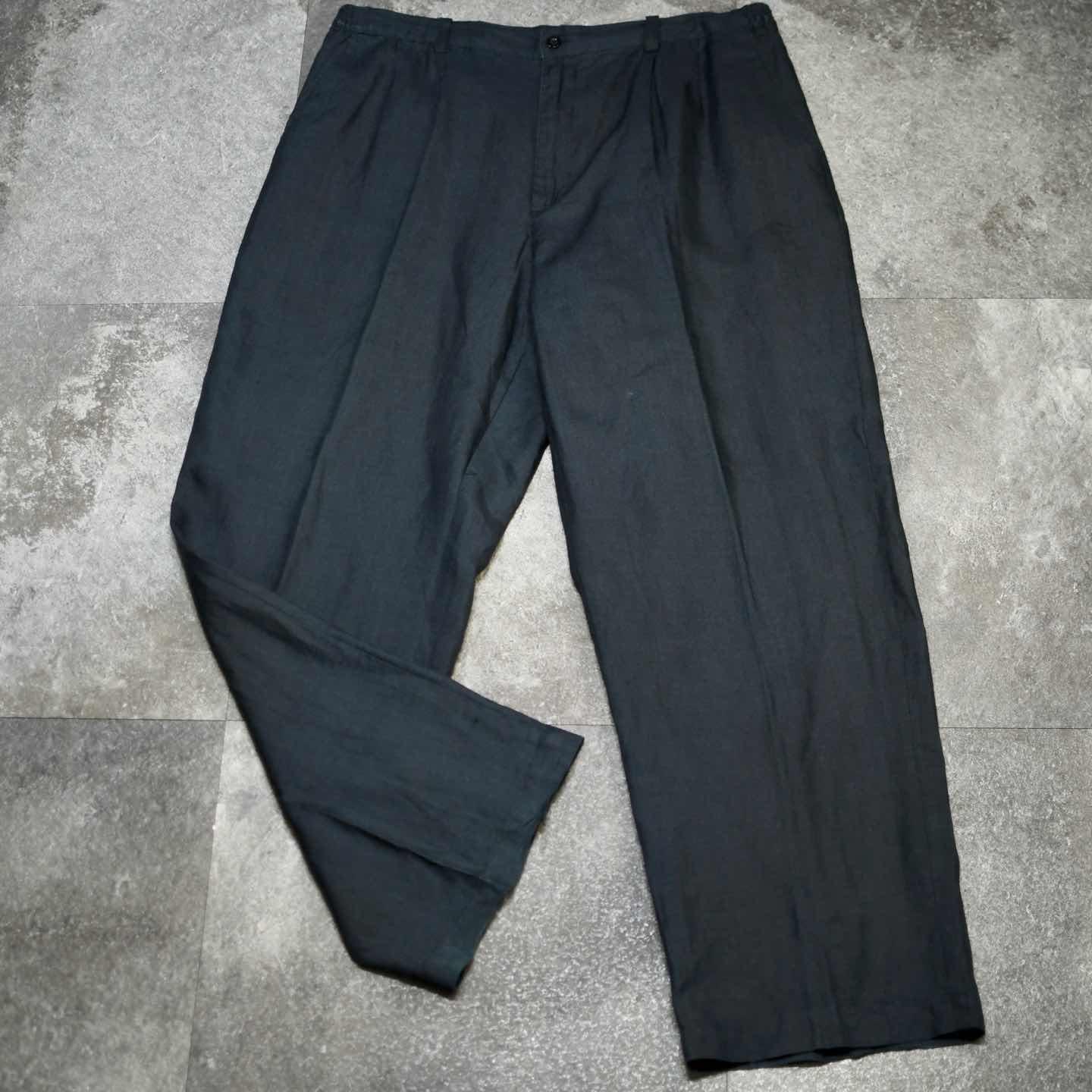 古着通販】古着 スペシャル リネン ブラック ワイドパンツ スラックス