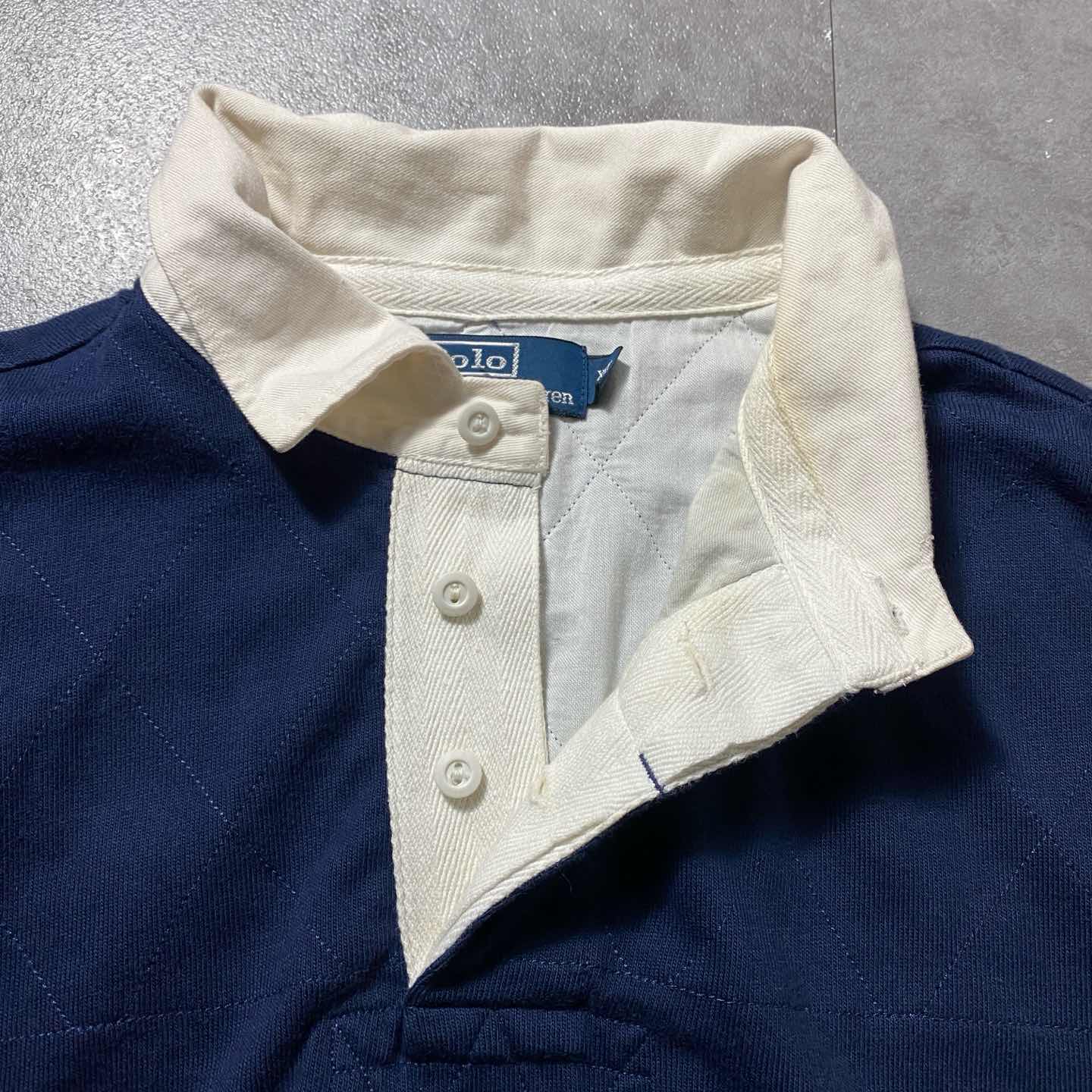 ポロラルフローレン　ラガーシャツ　ネイビー　刺繍ロゴ　オーバーサイズ　LL ポロラルフローレン ラガーシャツ ネイビー 刺繍ロゴ オーバー