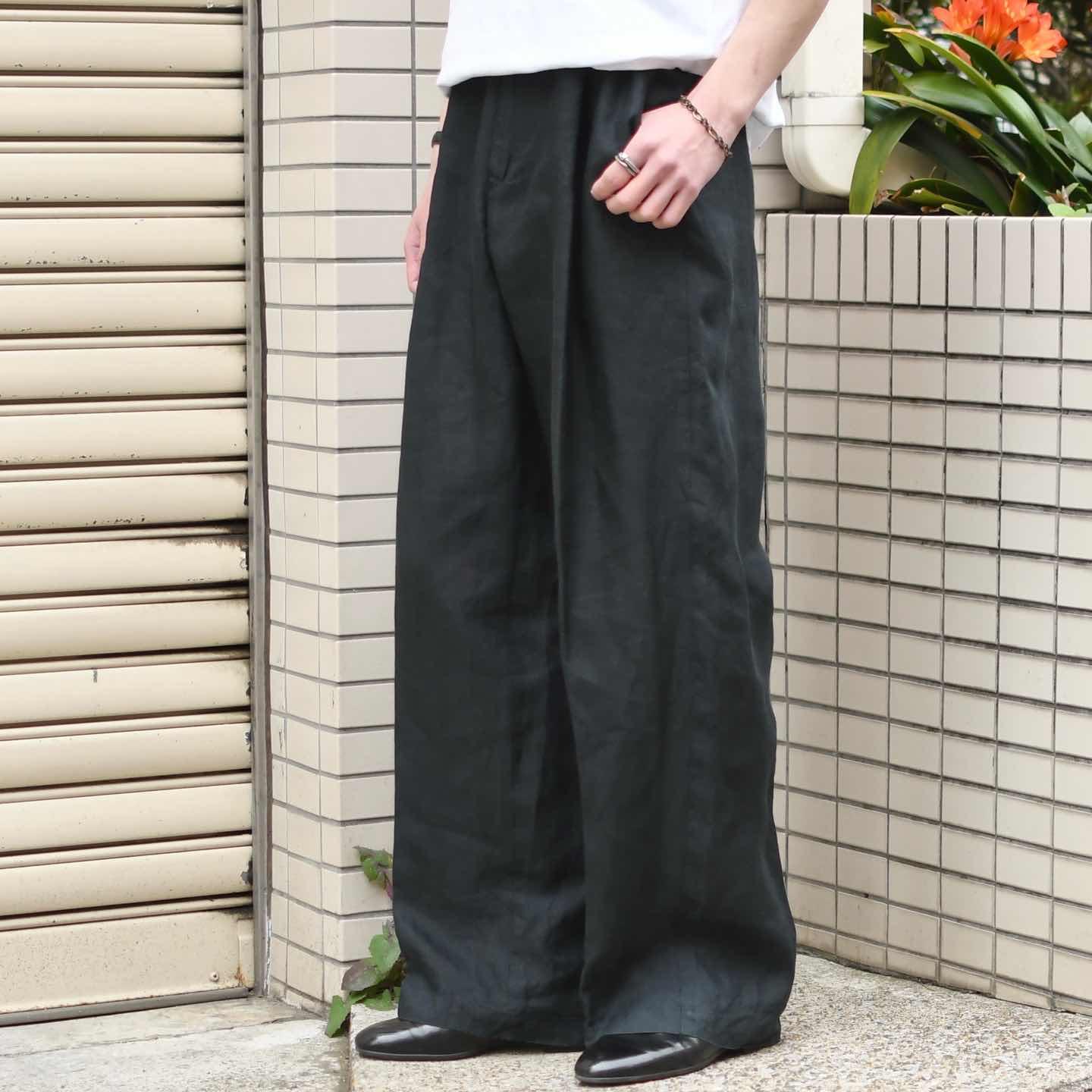 古着通販】古着 スペシャル リネン ブラック ワイドパンツ スラックス 古着通販】古着 スペシャル リネン ブラック ワイドパンツ スラックス