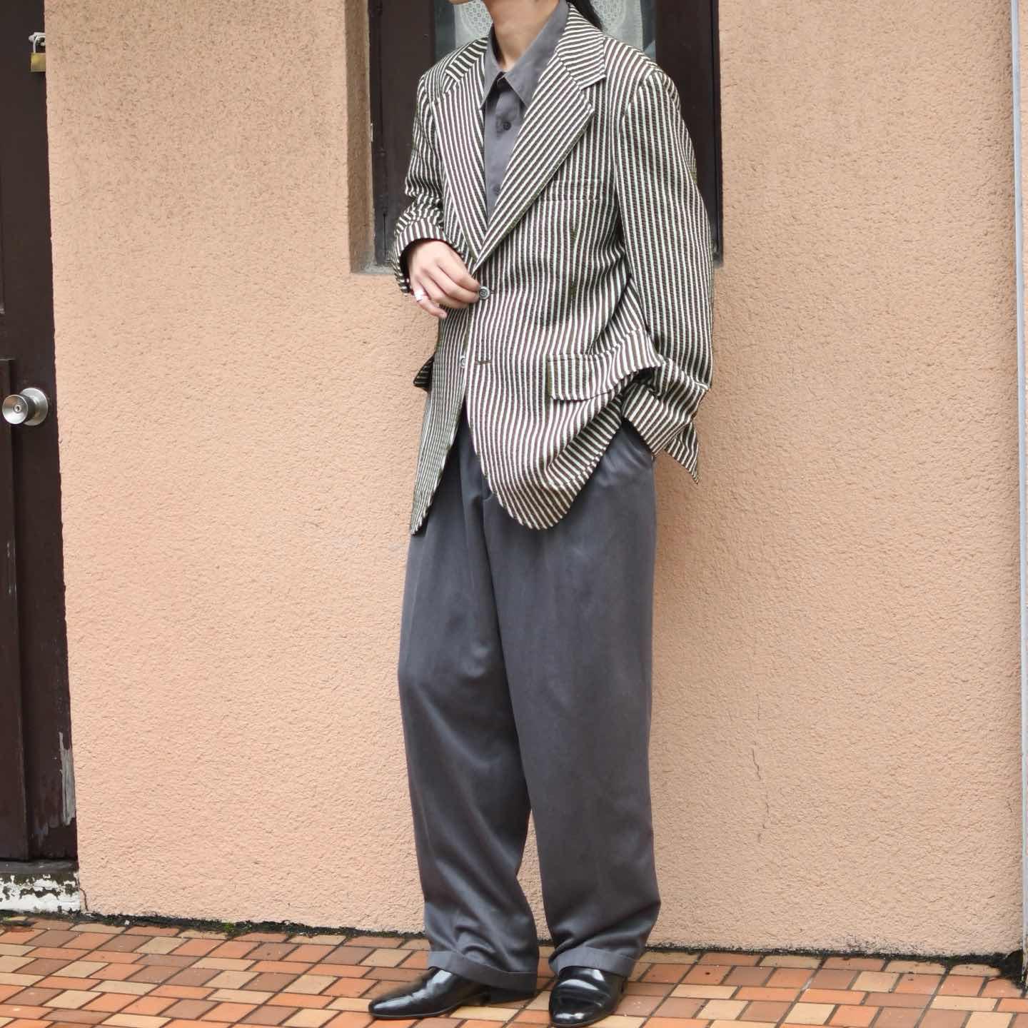 古着通販】古着 SAVANE 杢調 2タック スラックス タックパンツ ワイド