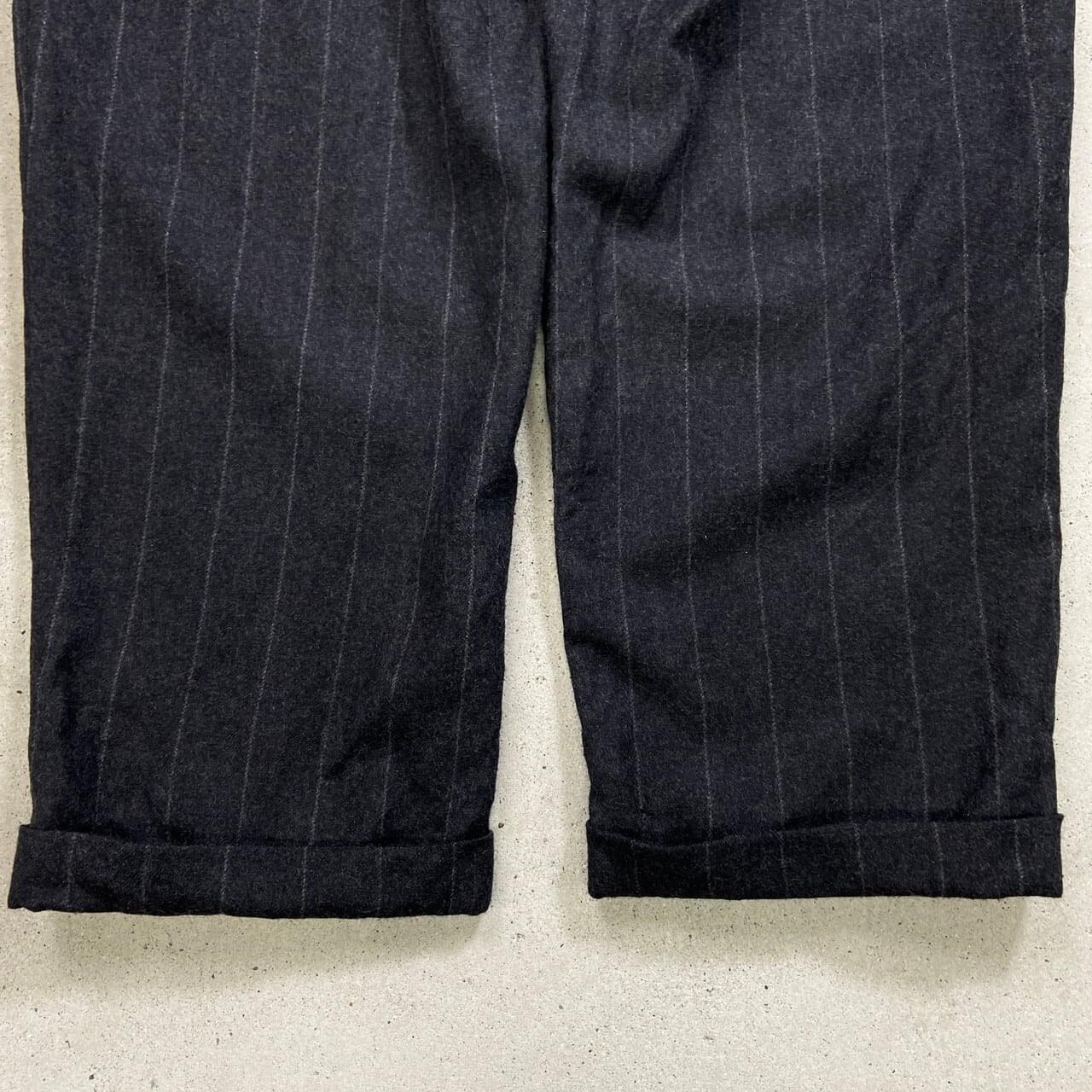 90s Versace ストライプ ツータックスラックス ワイド 古着 ウール 90年代・昭和スタイル】貴妃子 グレンチェック ツータック ワイド