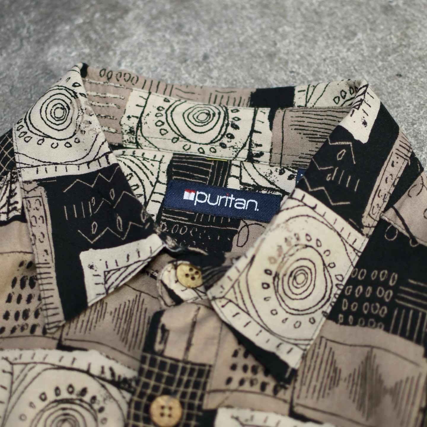 古着通販】古着 PURITAN レーヨンシャツ 半袖シャツ 柄シャツ 総柄