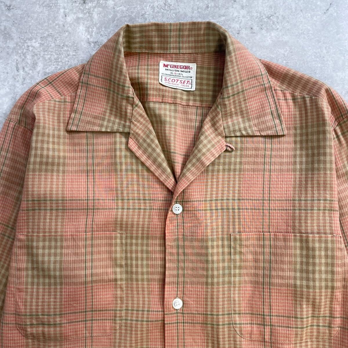 【Vintage】60-70s McGREGOR オープンカラーシャツ M 古着通販】60-70年代 McGREGOR マックレガー 長袖 チェック 開襟