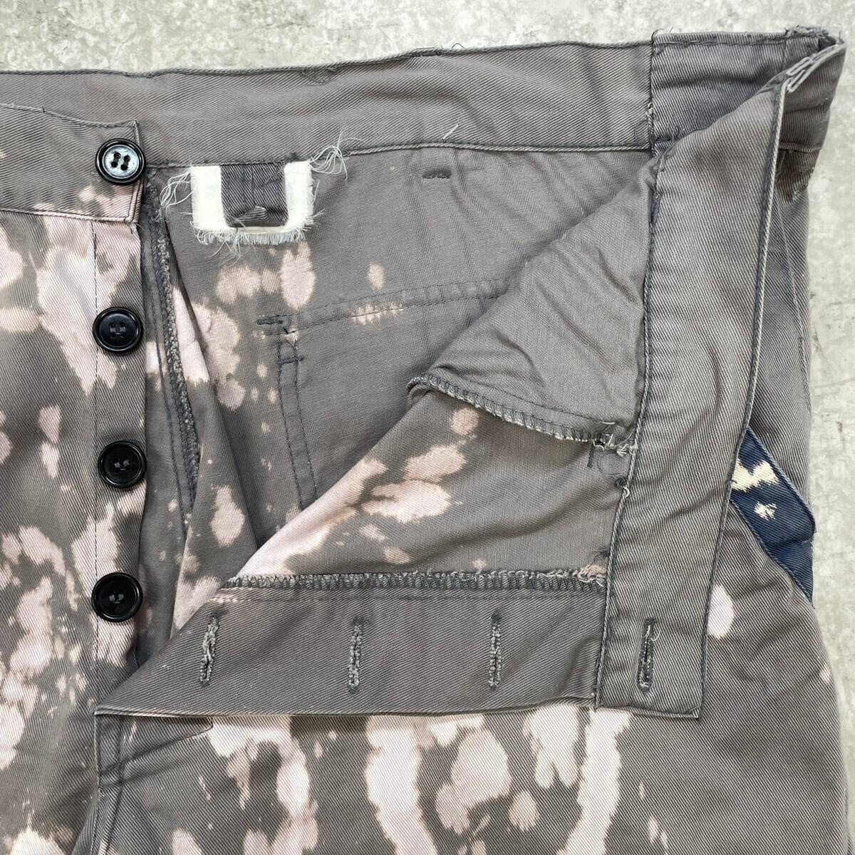 SANFOR リメイク ブリーチ スプラッター タイダイ ユーロ ワークパンツ メンズW35相当  古着 リメイク 総柄 アッシュグレー 古着通販】SANFOR リメイク ブリーチ スプラッター タイダイ ユーロ