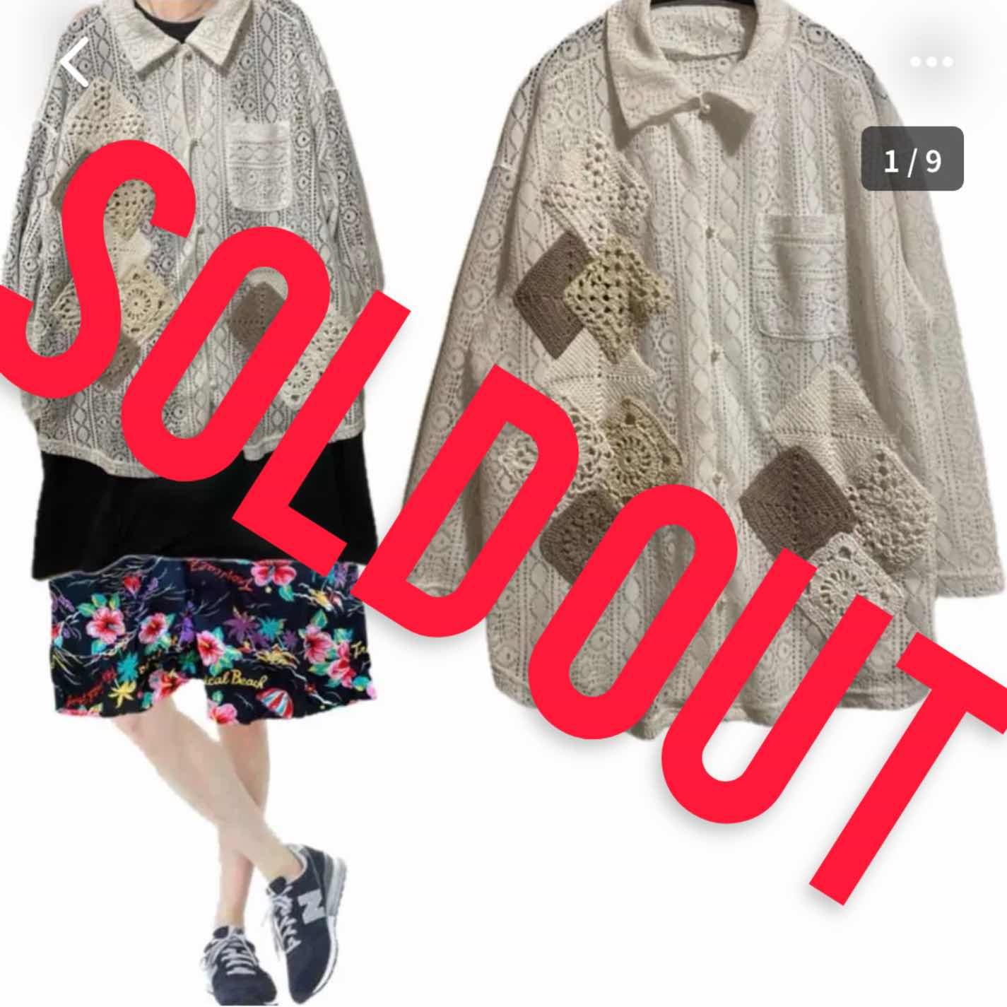 古着通販】70s 美品 PeacockレースシャツリメイクGranny Square シャツ