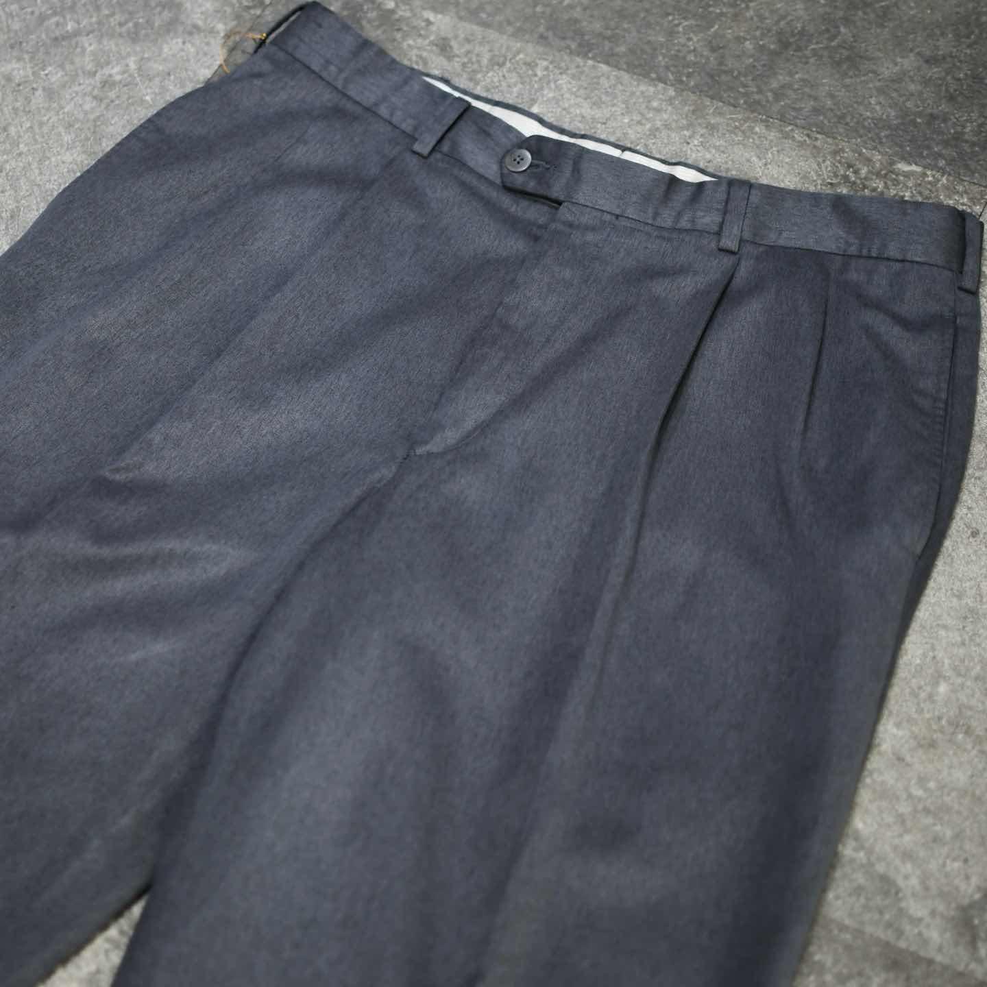 古着通販】古着 SAVANE 杢調 2タック スラックス タックパンツ ワイド