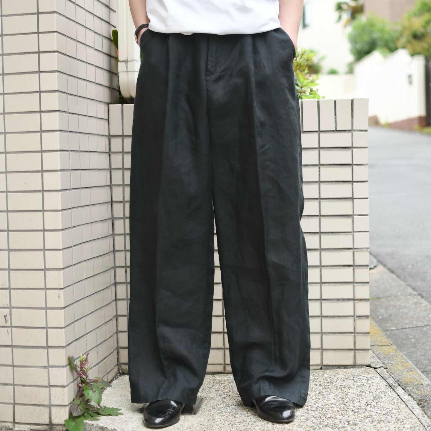 古着通販】古着 スペシャル リネン ブラック ワイドパンツ スラックス