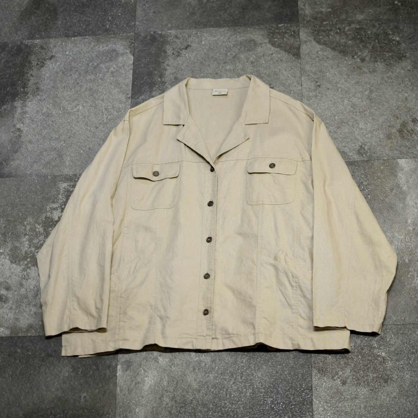 古着通販】古着 QUEEN SIZE リネン トラッカージャケット ジャケット